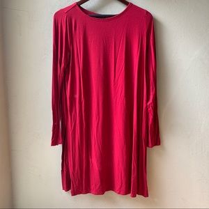 Eileen Fisher Red Tunic Shirt Top Long Sleeve M